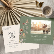 Photo Green Save The Date Postcard