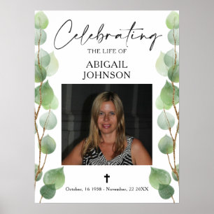 Photo Greenery Celebrating the life Funeral Poster