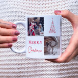 Photo grid collage Red Merry Christmas Five Photos Coffee Mug<br><div class="desc">This Modern Red Merry Christmas with Family Photos and hand written script mug is the perfect Christmas gift for your beloved and a wonderful keepsake to wish happy holiday!</div>