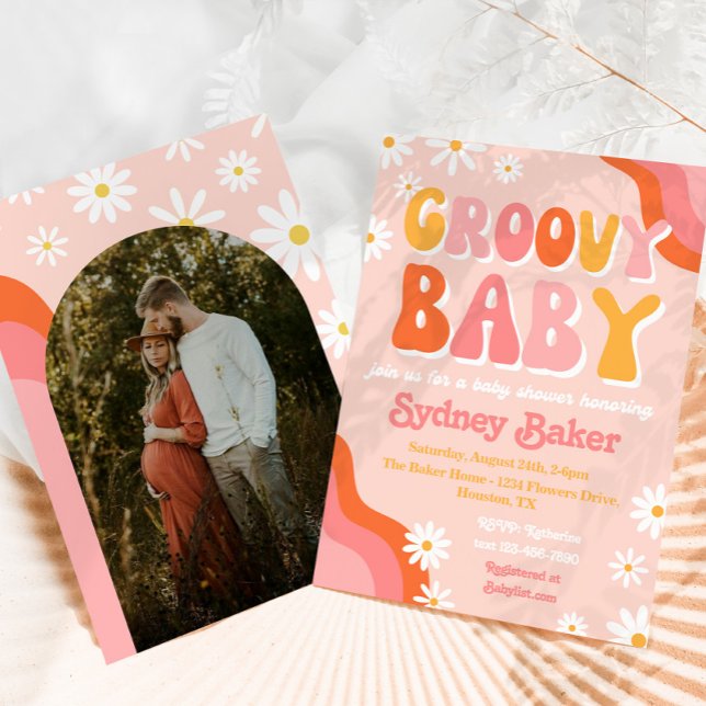 Photo Groovy Baby Shower Invitation (Creator Uploaded)