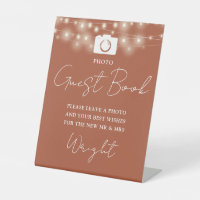 Photo Guest Book Terracotta String Lights Wedding