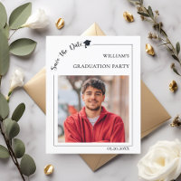 Photo guy modern simple Graduation Save the Date