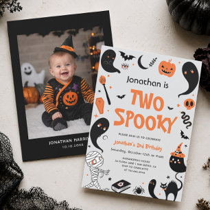 Photo Halloween 2nd Birthday Party Boy  Invitation