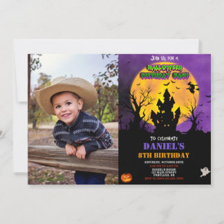Photo Halloween birthday invitation Costume party