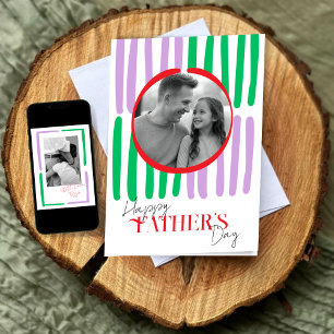 Photo & Hand-Drawn Stripes Colourful Father's Day Card