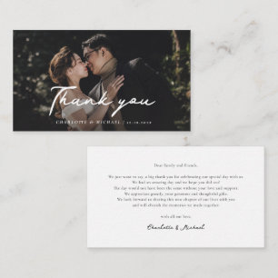 Photo Hand-Lettered Script Wedding Thank You Card