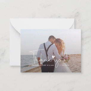 Photo Hand-Lettered Wedding Thank You Card