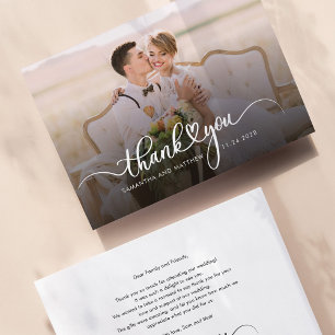 Photo Hand-Lettered Wedding Thank You Card