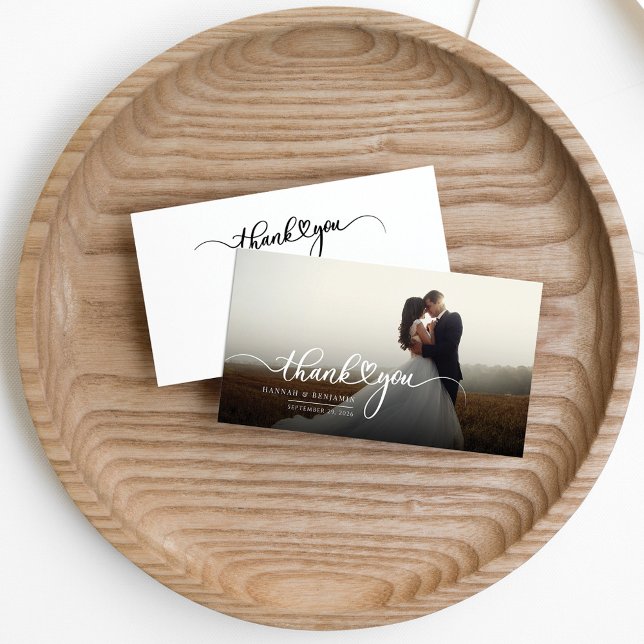 Photo Hand-Lettered Wedding Thank You Card (Creator Uploaded)