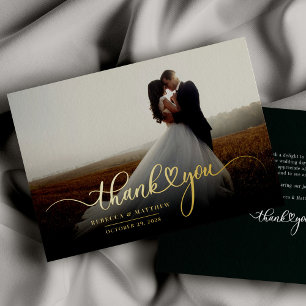 Photo Hand-Lettered Wedding Thank You Gold