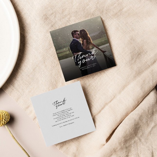 Photo Hand-Lettered Wedding Thank You Note Card (Creator Uploaded)