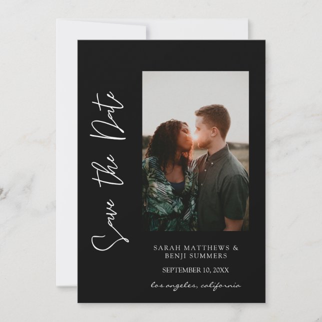 Photo & Hand Typography Save the Date 3 B Vertical Invitation (Front)