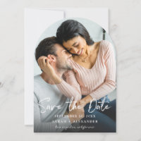 Photo - Handwriting 2 Vertical Save the Date Arc