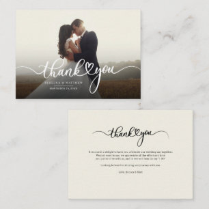Photo Handwritten Modern Wedding Thank You Card