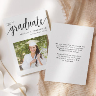 Photo Handwritten Script Graduation Announcement