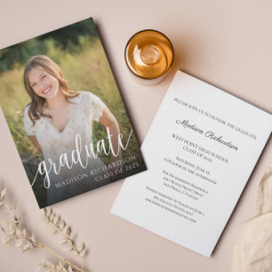 Photo Handwritten Script Graduation Party Invitation
