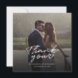 Photo Handwritten Script Wedding Thank You Card<br><div class="desc">A great and thoughtful way to thank your friends,  family,  and coworkers who graced you their presence on your your wedding day with this modern photo thank you cards with script hand lettered "thank you" and a love heart.</div>