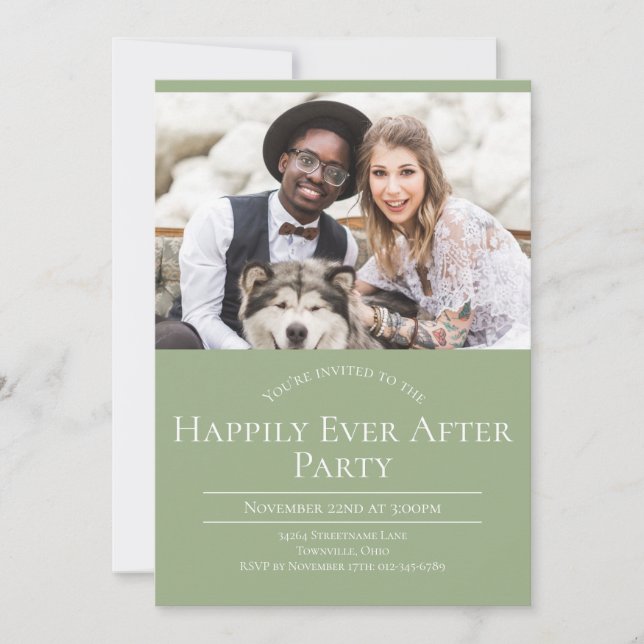 Photo Happily Ever After Wedding Reception Party Invitation (Front)