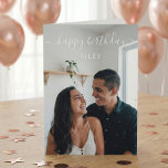 Photo Happy Birthday Card<br><div class="desc">Modern Happy Birthday greeting card features a handwritten calligraphy font. Add your own photo on the front and message inside the card.</div>