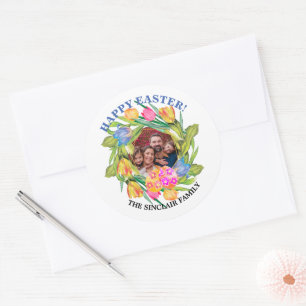 Photo Happy Easter Classic Round Sticker