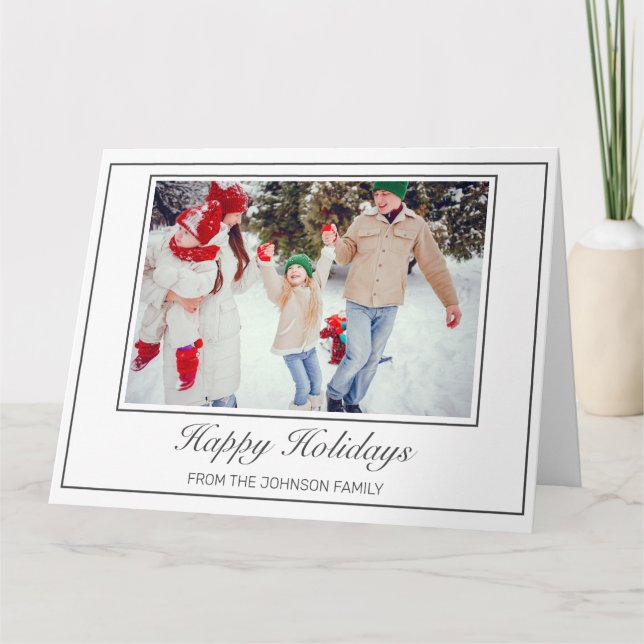 Photo Happy Holidays Modern Minimalist Greeting Card (Front)