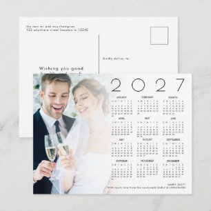 Photo Happy New Year 2027 Calendar Newlyweds Holiday Postcard