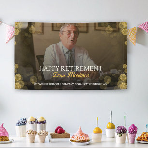 Photo Happy Retirement Party Gold Confetti  Banner