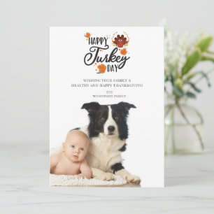 Photo Happy Turkey Day Thanksgiving Greeting Holiday Card