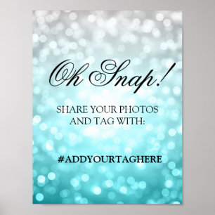 Photo Hashtag Wedding Sign Beach Ombre Lights