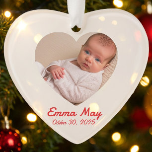 Photo Heart Baby's First Christmas Personalise Ornament