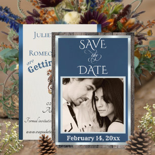Photo & Heart - Blue Save The Date
