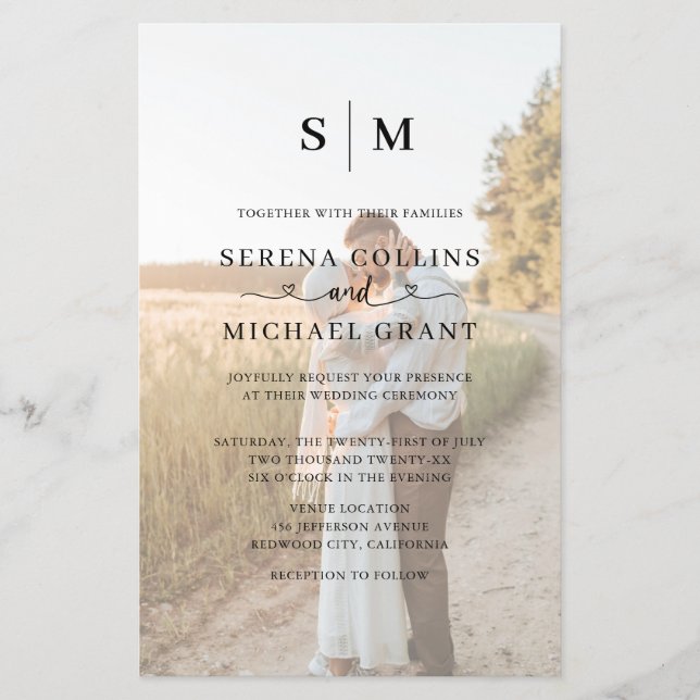 Photo Heart Calligraphy Wedding Flyer (Front)