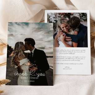 Photo Heart Hand-Lettered Wedding Thank You  Card