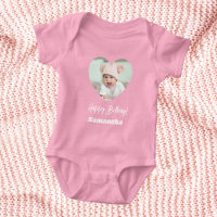 Photo heart name birthday baby girl pink