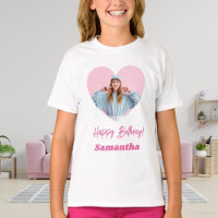 Photo heart name birthday girl pink