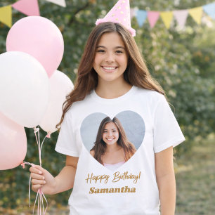 Photo heart name birthday T-Shirt