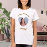 Photo heart name birthday T-Shirt<br><div class="desc">Personalise and add a name and a photo inside the heart shaped frame.</div>