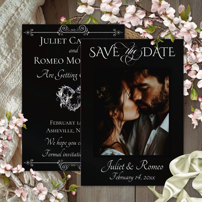 Photo & Heart Save the Date on Black (Creator Uploaded)