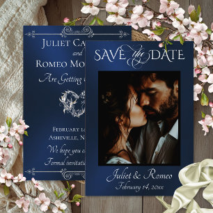 Photo & Heart Save the Date on Blue