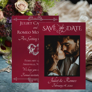 Photo & Heart Save the Date on Burgundy