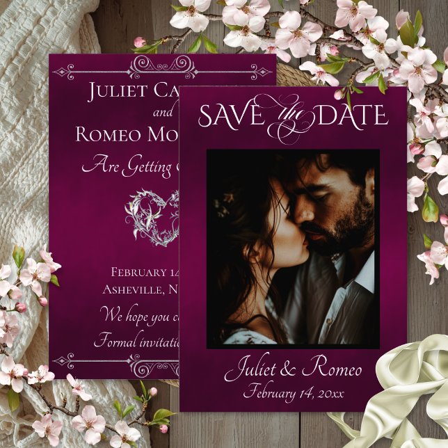 Photo & Heart Save the Date on Plum (Creator Uploaded)