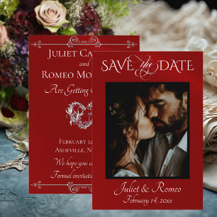 Photo & Heart Save the Date on Red