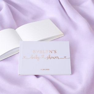 Photo Heart Script Baby Shower Lavender Guest Book