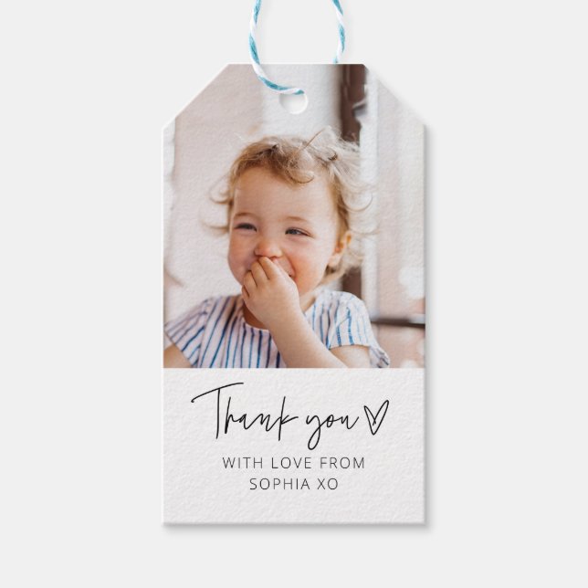 Photo Heart Thank You Gift Tags (Front)