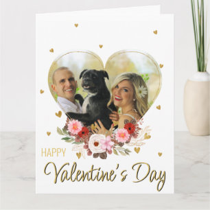 Photo Heart Valentine's Day Gold Glitter Hearts Card