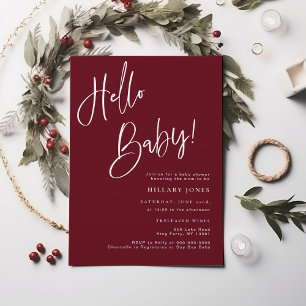 Photo Hello Baby Modern Winter Festive Baby Shower Invitation