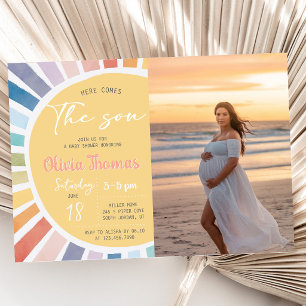 Photo Here Comes The Son Baby Shower Invitation