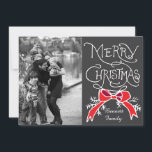 Photo Holiday Card: Chalkboard Merry Christmas<br><div class="desc">Photo Holiday Card: Chalkboard Rustic Red Bow Photo Merry Christmas Photography © Storytree Studios,  Stanford,  CA</div>