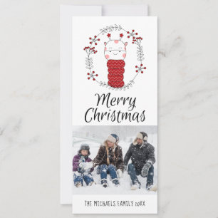 PHOTO HOLIDAY CARD Cute Doodle Giraffe Scarf