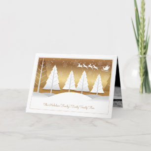 PHOTO HOLIDAY CARD   Golden Santa Claus Flight